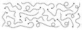 Various dotted thin arrow set. Wavy and curved dashed pointer collection. Squiggle sketchy direction lines. Dots Royalty Free Stock Photo