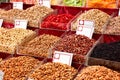 Various dried fruits in an authentic bazaar