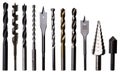 Various Drill Bits for Metal, Wood and Masonry Royalty Free Stock Photo