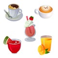 Various drink breakfast game item icon set