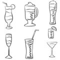 Various drink hand draw doodles