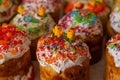 Various easter  cupcake with icing and sprinkles Royalty Free Stock Photo