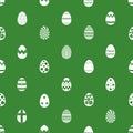 Various Easter eggs design seamless green pattern