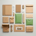 Various eco friendly packaging materials arranged neatly on a light surface Royalty Free Stock Photo