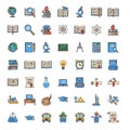 Various educational and academic icons are arranged in a grid Royalty Free Stock Photo