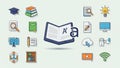 Various educational and technology-related icons on a light background Royalty Free Stock Photo