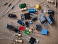 Various electronic circuit components Royalty Free Stock Photo