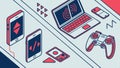 Various electronic devices like laptop smartphone and gamepad technology vector design Generative AI Royalty Free Stock Photo