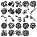 Various Engine Parts Arranged Together
