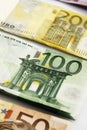 Various Euro bank notes in a row Royalty Free Stock Photo