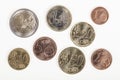 Various Euro coins