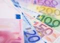 Various euro notes background Royalty Free Stock Photo