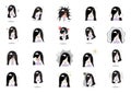 Various expressions of japanese ghost character. Vector illustration decorative background design