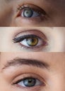 Various eyes in series of three Royalty Free Stock Photo