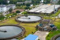 Various facilities and sedimentation tanks in sewage treatment plants