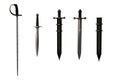 Various fantasy medieval swords isolated on white background. 3D illustration Royalty Free Stock Photo