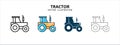 various farm agriculture tractor vector icon logo illustration design template set