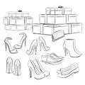 Various fashion shoes and boxes