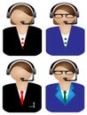 Various female Call operator on white background