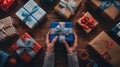 The Wrapped Gift Boxes.AI generated image Royalty Free Stock Photo