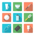 Various flat style dinnerware icons set