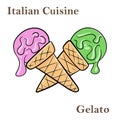 Various flavors of gelato ice-cream . Italian deserts