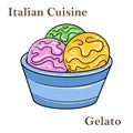 Various flavors of gelato ice-cream . Italian deserts