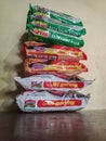 various flavors of instant noodles