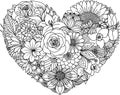 Various flowers in heart shape, for paper cut, laser cut, card making, coloring page and so on. Vector illustration Royalty Free Stock Photo