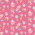 Various food and drink seamless pattern