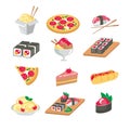 Various food icons set - fruit, vegetables, meat, Royalty Free Stock Photo