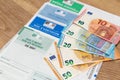The various French taxes return and banknotes in euros