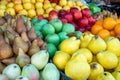 Various fresh fruits at farmer market. Vitamin Royalty Free Stock Photo