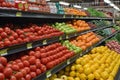 Various fresh fruits and vegetables on a market shelf Royalty Free Stock Photo