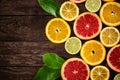 Various fresh slices of citrus background
