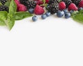 Various fresh summer berries on white background. Royalty Free Stock Photo