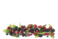 Various fresh summer berries on white background. Top view. Royalty Free Stock Photo