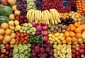 Various fresh summer exotic fruits for sale on market Royalty Free Stock Photo