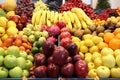 Various fresh summer exotic fruits for sale on market Royalty Free Stock Photo