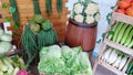 Assorted fresh vegetables and fruits sale at traditional market