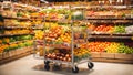 variety fresh vegetables buy fruits supermarket shelves sale shop retail healthy business