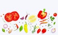 Various fresh vegetables and herbs on over white background. Healthy eating concept Royalty Free Stock Photo