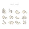 Various fruit icons in grey