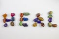 Various Gems and Crystals spelling Heal Royalty Free Stock Photo