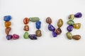 Various Gems and Crystals spelling love Royalty Free Stock Photo