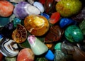 Various colorful gemstones and fossils