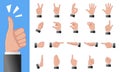 Various gestures of human hands isolated on a white background. Vector flat illustration of female hands in different Royalty Free Stock Photo