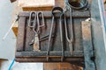Various Glass Blowing Old Tools, Close View Royalty Free Stock Photo