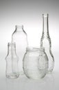 Various glass bottles isolated.