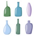 Various glass Vases. Different shapes vase collection. Colored silhouettes.